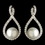 Elegance by Carbonneau E-9404-RD-WH Rhodium White Pearl & CZ Crystal Drop Twist Earrings 9404
