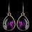 Elegance by Carbonneau E-9604-G-Amethyst Gold Amethyst Swarovski Crystal Element Large Teardrop Hook Earrings 9604