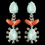 Elegance by Carbonneau E-9624-G-Mint Gold Mint & Coral Rhinestone Dangle Earrings 9624