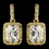 Elegance by Carbonneau E-9744-G-CL Gold Clear Radiant Emerald Cut CZ Crystal Drop Earrings 9744