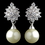 Elegance by Carbonneau E-9796-RD-IV Rhodium Ivory Pearl & CZ Drop Leaf Earrings