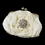 Elegance by Carbonneau EB-329-Brooch-58 Silver Frame & Shoulder Strap Floral Rose Evening Bag 329 with Antique Silver Clear Crystal Floral Brooch 58