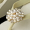 Elegance by Carbonneau High-Wedge-Brooch-31-G-IV Gold Flower Cluster Rhinestone & Pearl High Wedge Flip Flops