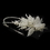 Elegance by Carbonneau HP-1655-AS-Ivory Antique Silver Ivory Pearl & Clear Rhinestone Floral Feather Fabric Side Accented Bridal Feather Headband Headpiece 1655