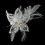Elegance by Carbonneau Clip-8396 Silver Plated Flower & Ivory Feather Fascinator Clip 8396
