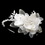 Elegance by Carbonneau HP-9714-S-Ivory Silver Ivory Fabric Flower with Swarovski Crystal & Rhinestone Side Accented Matte Satin Fabric Flower & Mesh Petal Headband Headpiece 9714