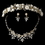 Elegance by Carbonneau HP-9842-NE-7305-G-Champ Gold Champagne Pearl, Swarovski Crystal Bead and Rhinestone Ceramic Flower Tiara Headpiece 9842 & Jewelry Set 7305