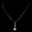 Elegance by Carbonneau N-3626-Silver-Pearl Elegance Three Stone Drop with Pearl Necklace N 3626