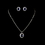 Elegance by Carbonneau N-5054-PE-5014-E-5015-S-Sapphire Silver Box Chain 5054 with Sapphire Pendant 5014 & Earrings 5015 Bridal Jewelry Set