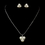 Elegance by Carbonneau N-6501-E-6510-AS-DW Antique Silver Diamond White Freshwater Pearl Pendant Necklace & Earrings 6501 Bridal Jewelry Set