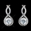 Elegance by Carbonneau Antique Rhodium Silver Clear CZ Crystal 3 Stone Pave Round Pendent Necklace 7735 & Petite Eternity Earrings 7407 Jewelry Set
