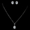 Elegance by Carbonneau Antique Rhodium Silver Clear Oval Pendent Drop Necklace & Oval Pave Encrusted Stud Earrings Jewelry Set 7738