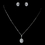 Elegance by Carbonneau Antique Rhodium Silver Clear Oval Pendent Drop Necklace 7738 & Oval Pave Encrusted Stud Earrings 7739 Jewelry Set