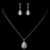 Elegance by Carbonneau Antique Rhodium Silver Clear CZ Crystal Teardrop Pendent Necklace & Teardrop Leverback Dangle Earrings Jewelry Set 7740