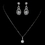 Elegance by Carbonneau Antique Rhodium SIlver Clear CZ Crystal Round Pave Encrusted Pendent Necklace 7741 & Pave Encrusted Oval Drop Earrings 7778 Jewelry Set