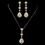 Elegance by Carbonneau N-8623-E-8676-G-CL Gold Clear Round & Teardrop CZ Crystal Necklace 8623 & Earrings 8676 Jewelry Set