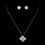 Elegance by Carbonneau N-8640-E-8632-AS-Clear Silver Clear Rhinestone Micro Pave Clover Necklace 8640 & Stud Earrings 8632 Jewelry Set