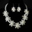Elegance by Carbonneau N-8776-E-8776-S-Ivory Silver Ivory Pearl & Austrian Crystal Floral Necklace 8776 & Earrings 8776 Bridal Jewelry Set