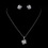 Elegance by Carbonneau N-8785-E-8785-S-Black Silver Clear and Black CZ Pendant Necklace & Earrings Bridal Jewelry Set 8785