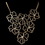 Elegance by Carbonneau N-9503-G-CL Gold Matte Floral Fashion Necklace 9503 w/ Rhinestones