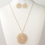 Elegance by Carbonneau N-9510-E-9510-G-Peach Silver Pink Round Faceted Glass Crystal Jewelry Set 9510