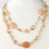 Elegance by Carbonneau N-9525-S-Peach Silver Peach & Pink Faceted Glass Crystal Fashion Necklace 9525