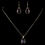 Elegance by Carbonneau N-9602-E-9601-G-Amethyst Gold Amethyst Teardrop CZ Crystal Necklace 9602 & Earrings 9601 Jewelry Set