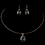 Elegance by Carbonneau N-9604-E-9602-G-Navy Gold Navy Teardrop CZ Crystal Necklace 9604 & Earrings 9602 Jewelry Set