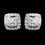 Elegance by Carbonneau N-9989-E-9989-SS-Clear Solid 925 Sterling Silver Clear CZ Crystal Square Pave Pendent Drop Necklace & Earrings Jewelry Set 9989