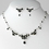 Elegance by Carbonneau NE-3396-Silver-Black Necklace Earring Set NE 3396 Silver Black