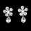 Elegance by Carbonneau NE-7210-Silver-Clear Brilliant Silver Clear Rhinestone Flower Necklace & Earring Set 7210