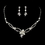 Elegance by Carbonneau NE-7329-SilverWhite Lovely Silver Clear Rhinestone & White Pearl Necklace & Earring Set 7329