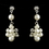 Elegance by Carbonneau NE-7660-S-Ivory Silver Ivory Pearl & Rhinestone Flower Necklace & Earrings Bridal Jewelry Set 7660