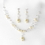 Elegance by Carbonneau NE-8146-ivory Charming Silver Ivory Pearl & AB Crystal Bead Necklace & Earring Set 8146