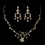 Elegance by Carbonneau NE-8215-G-Clear Gold Clear Rhinestone Floral Vine Necklace & Chandelier Earrings Bridal Jewelry Set 8215