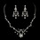 Elegance by Carbonneau NE-8215-S-Clear Silver Clear Rhinestone Floral Vine Necklace & Chandelier Earrings Bridal Jewelry Set 8215