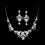 Elegance by Carbonneau NE-8310-silverclear Silver Crystal Necklace Earring Set NE 8310