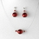 Elegance by Carbonneau NE-8369-silverred Pearl Necklace Earring Set NE 8369 Red