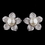 Elegance by Carbonneau ne-8619-silver Pearl & CZ Pave Flower Jewelry Set 8619