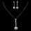 Elegance by Carbonneau ne-8722-silver Silver Clear CZ Necklace & Earring Set 8722