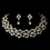 Elegance by Carbonneau NE-969-AS-DW Silver Diamond White Necklace & Earrings Jewelry Set NE 969