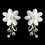 Elegance by Carbonneau NE-9697-S-DW Silver Diamond White Fabric Flower & Rhinestone Accent Necklace & Earrings Jewelry Set 9697