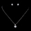Elegance by Carbonneau NE-9970-AS-Clear Antique Rhodium Silver Round CZ Crystal Pendent Necklace & Earrings Set 9970