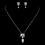 Elegance by Carbonneau NE-9971-AS-Clear Antique Rhodium Silver CZ Crystal Flower Drop Necklace & Earrings Jewelry Set 9971