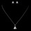 Elegance by Carbonneau NE-9979-SS-Clear Solid 925 Sterling Silver CZ Crystal Triangle Pendent Drop Necklace & Earrings Jewelry Set 9979