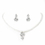 Elegance by Carbonneau Child's Silver White Pearl & Rhinestone Necklace & Earrings Jewelry Set 9759