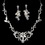 Elegance by Carbonneau NE-8312-Silver-Clear Silver & Clear Crystal Necklace Earring Bridal Jewelry Set NE 8312