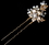 Elegance by Carbonneau Pin-039-gold Pearl and Rhinestone Floral Hair Pin 039 Gold
