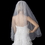 Elegance by Carbonneau V-144-1F Single Tier Fingertip Length Rhinestone Pearl Veil with Scolloped Pencil Edge