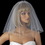 Elegance by Carbonneau V-Cage-705 Single Layer Russian Blusher Veil with Scalloping Edge of Crystal Drops & Bugle Beads 705